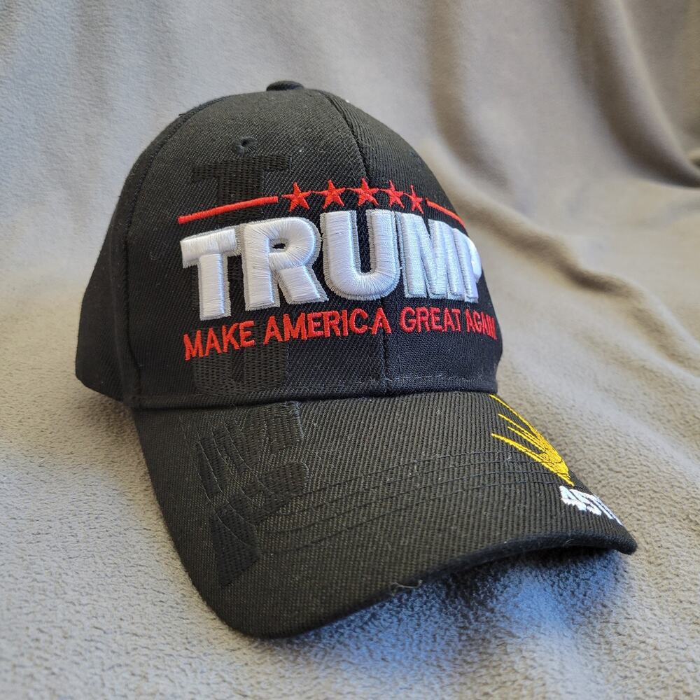 TRUMP HAT Cap Black Adjustable Gold Signature Embroidered 45 Stars MAGA Red - Picture 9 of 9